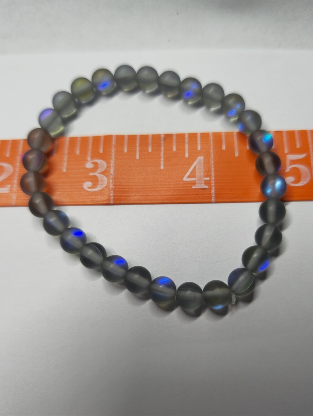 matte grey labradorite blue and purple sheen bracelet